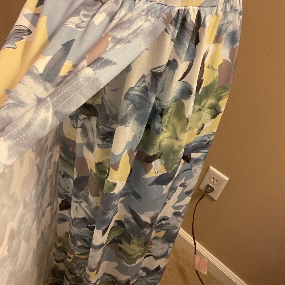 NWT Blue, yellow and white cotton knit Halter Maxi Sundress. Size M - Picture 8 of 9